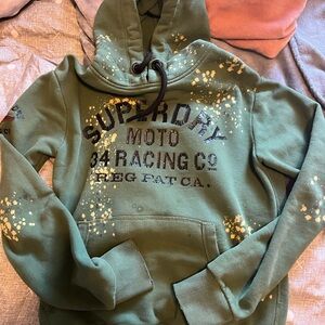 Superdry Olive Hoodie with Cream Splatter